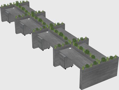 Rectangular shared desk