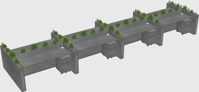 Rectangular shared desk