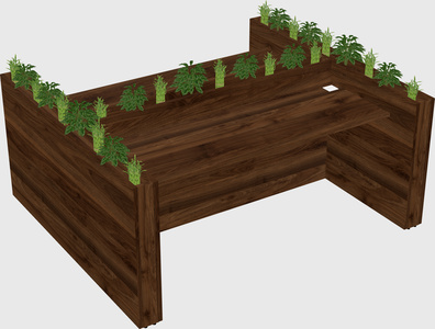 Rectangular shared desk