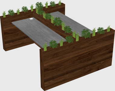 Rectangular shared desk