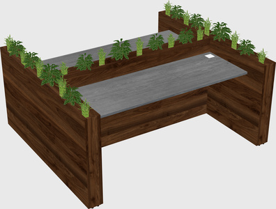 Rectangular shared desk