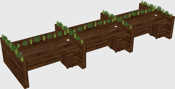 Rectangular shared desk