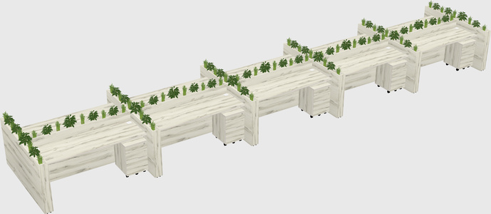Rectangular shared desk