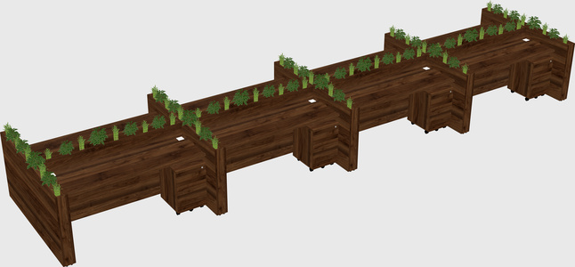 Rectangular shared desk