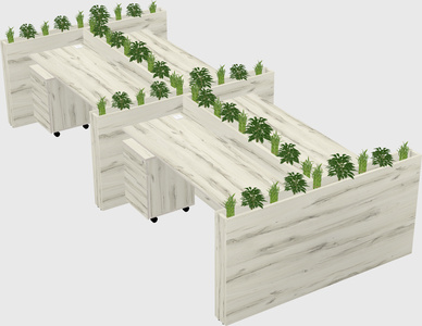 Rectangular shared desk