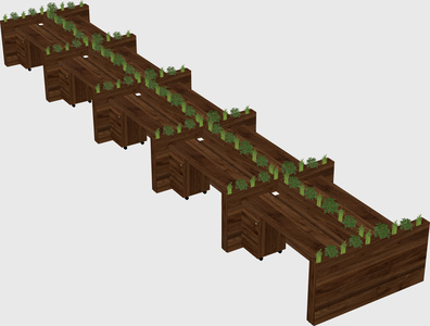 Rectangular shared desk