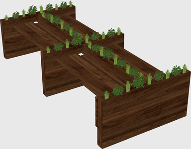 Rectangular shared desk
