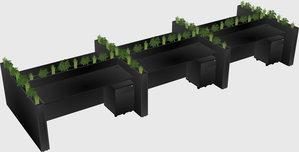 Rectangular shared desk