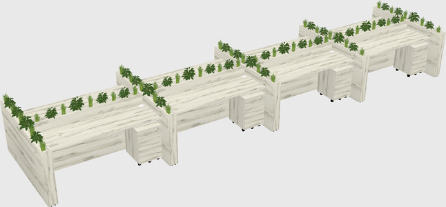 Rectangular shared desk
