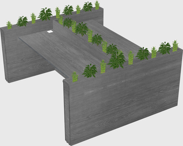 Rectangular shared desk