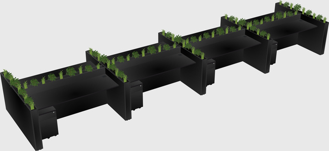 Rectangular shared desk