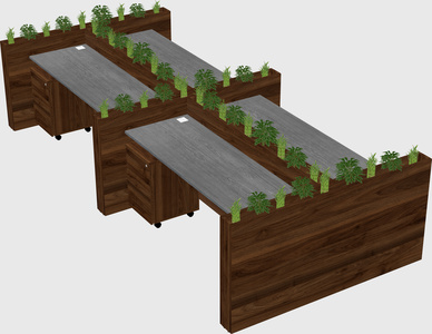 Rectangular shared desk