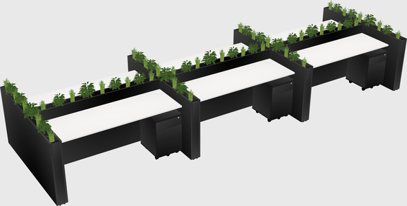 Rectangular shared desk
