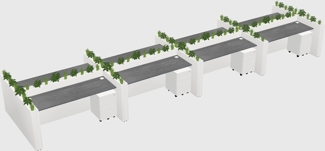 Rectangular shared desk