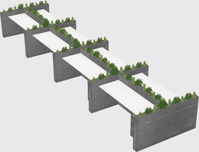 Rectangular shared desk