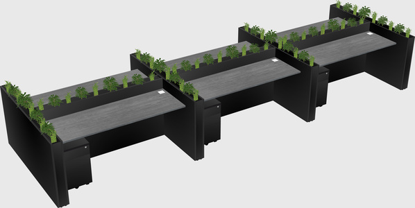 Rectangular shared desk