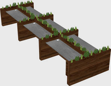 Rectangular shared desk