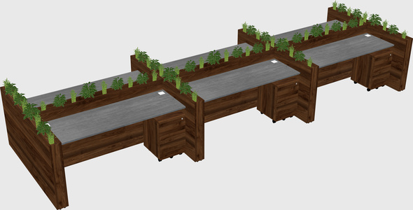 Rectangular shared desk