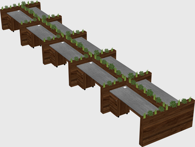 Rectangular shared desk