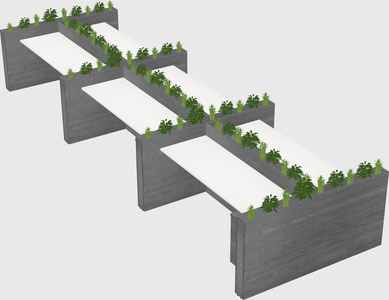 Rectangular shared desk