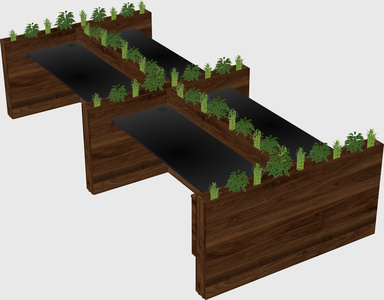 Rectangular shared desk