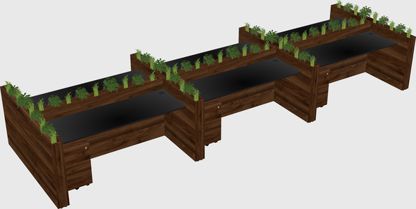 Rectangular shared desk