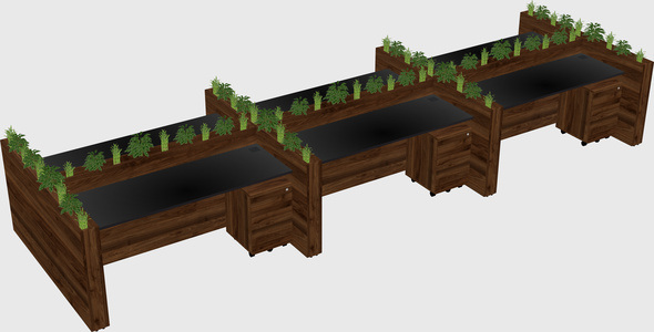 Rectangular shared desk