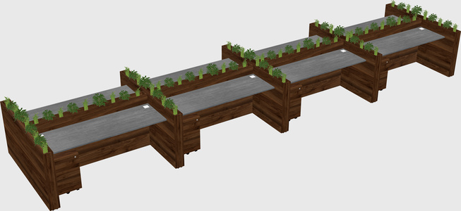 Rectangular shared desk