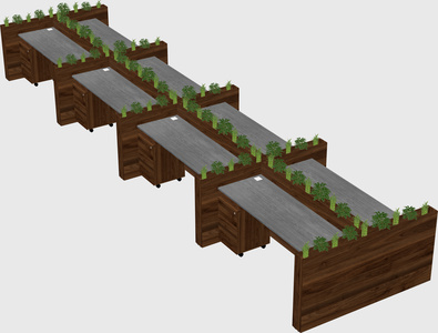 Rectangular shared desk