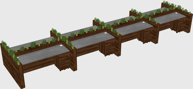Rectangular shared desk