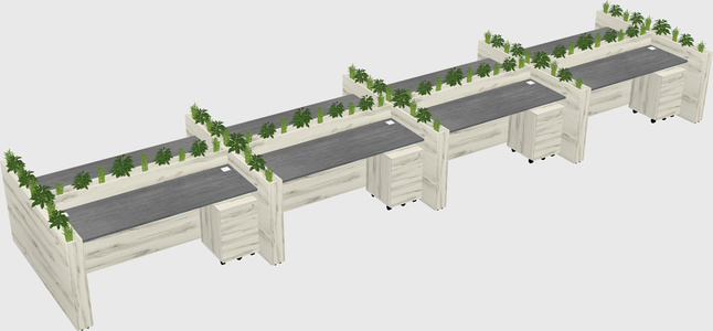Rectangular shared desk