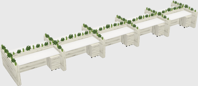 Rectangular shared desk