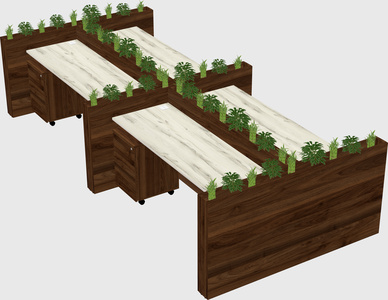 Rectangular shared desk