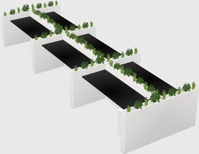 Rectangular shared desk
