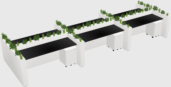 Rectangular shared desk