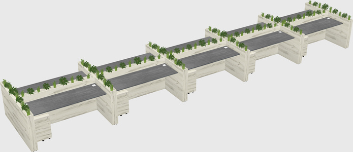 Rectangular shared desk