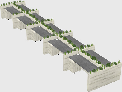 Rectangular shared desk