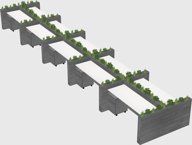 Rectangular shared desk