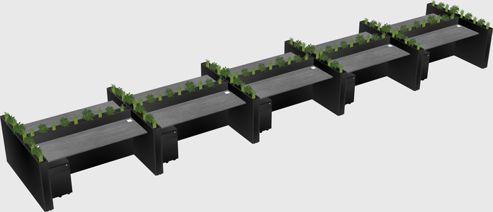 Rectangular shared desk