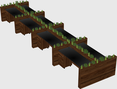 Rectangular shared desk