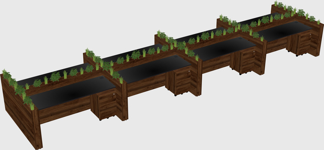 Rectangular shared desk