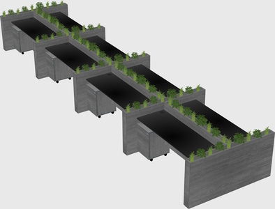 Rectangular shared desk