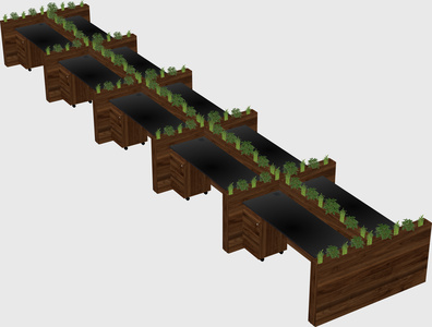 Rectangular shared desk