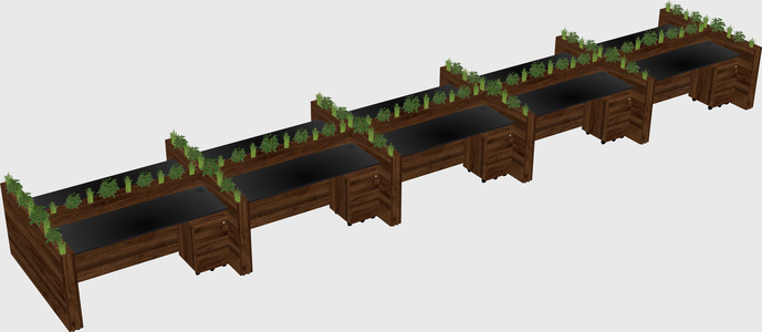 Rectangular shared desk