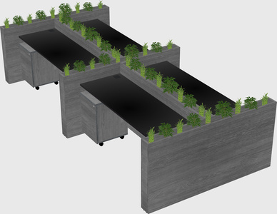 Rectangular shared desk