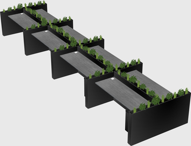 Rectangular shared desk