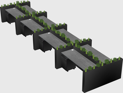 Rectangular shared desk