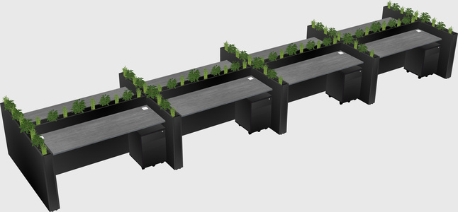 Rectangular shared desk