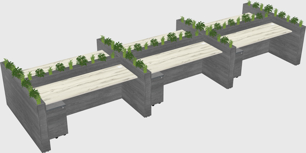 Rectangular shared desk