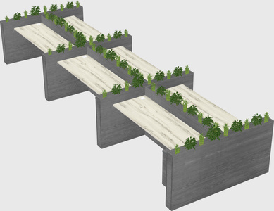 Rectangular shared desk